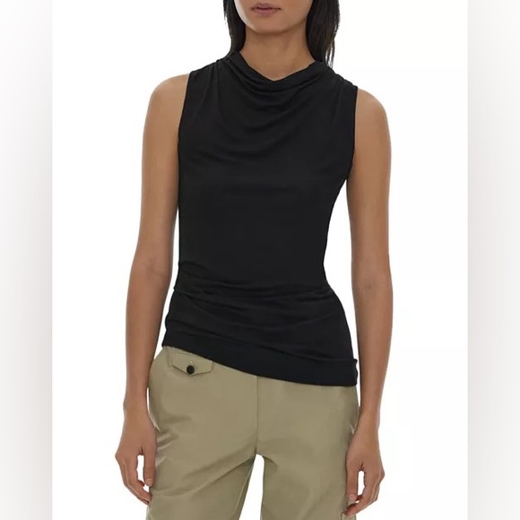 Helmut Lang 100% Wool Scala Sleeveless Top In Basalt Black ( L )